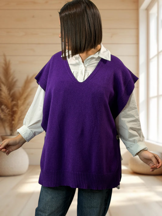 AURELIE - PULL VIOLET SANS MANCHES JUSQU'A LA TAILLE 52