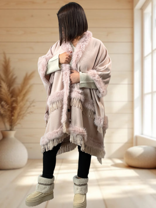 MAGNOLIA - CAPE ROSE FAUSSE FOURRURE