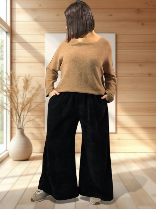 MARVIN - PANTALON EN VELOURS NOIR TAILLE 46 A 54