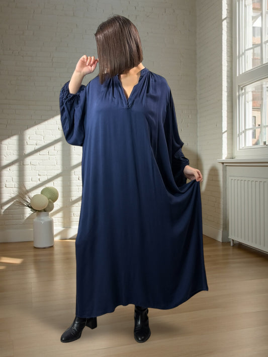 MARILYN - ROBE FLUIDE MARINE OVERSIZE JUSQU'A LA TAILLE 54