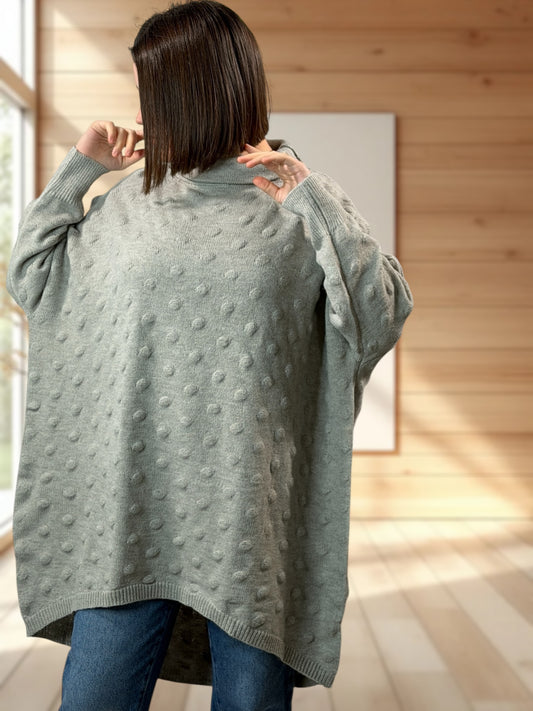 CAMILLA - PULL GRIS OVERSIZE JUSQU'A LA TAILLE 56