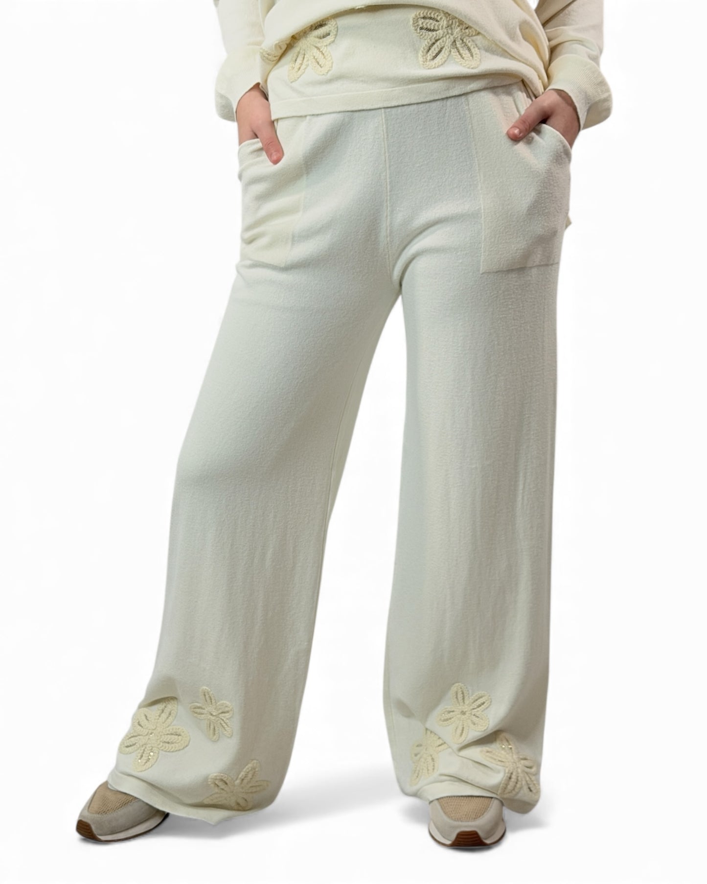 CLEMENTINE - ENSEMBLE EN MAILLE BLANC CASSE JUSQU'A LA TAILLE 50