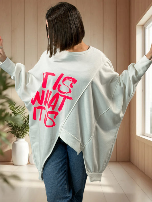 TEDDY - SWEAT OVERSIZE BLANC JUSQU'A LA TAILLE 56