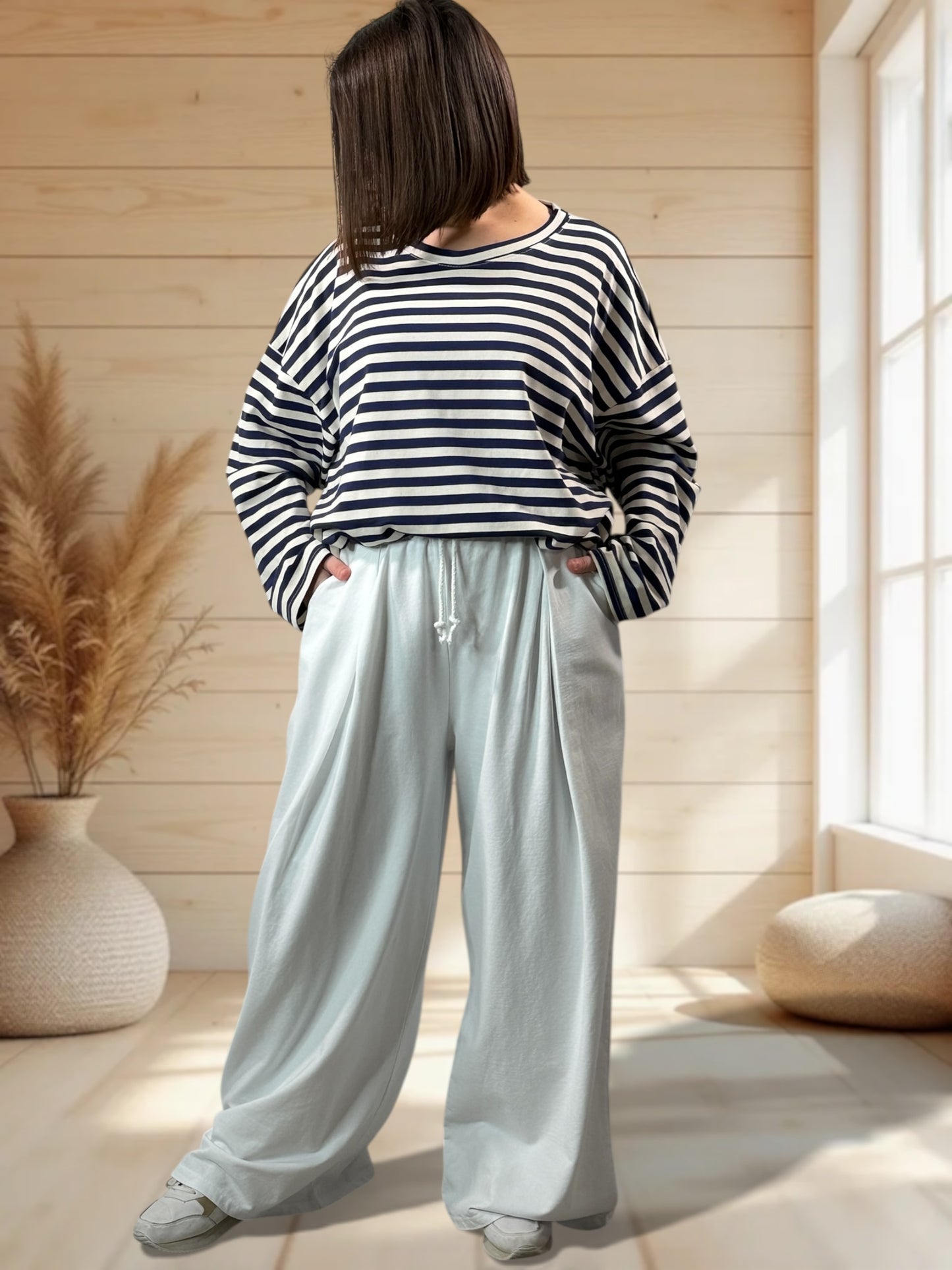 DONATA - PANTALON AMPLE EN BLANC TAILLE 46 A 52