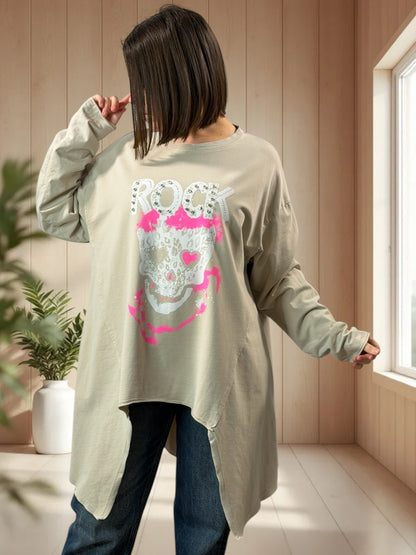 MARLON - SWEAT OVERSIZE BEIGE JUSQU'A LA TAILLE 54