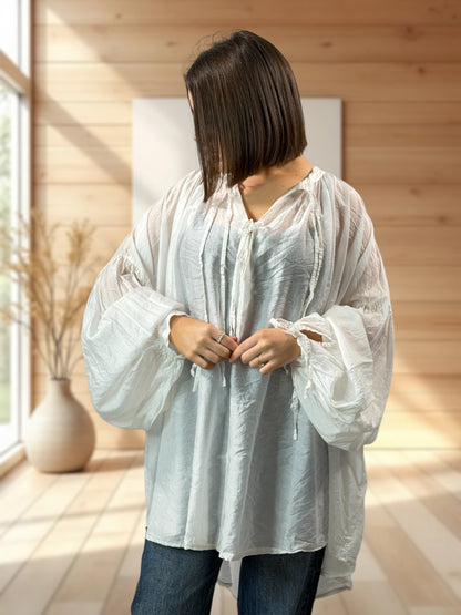 ANGELICA  - TUNIQUE OVERSIZE BLANCHE JUSQU'A LA TAILLE 60