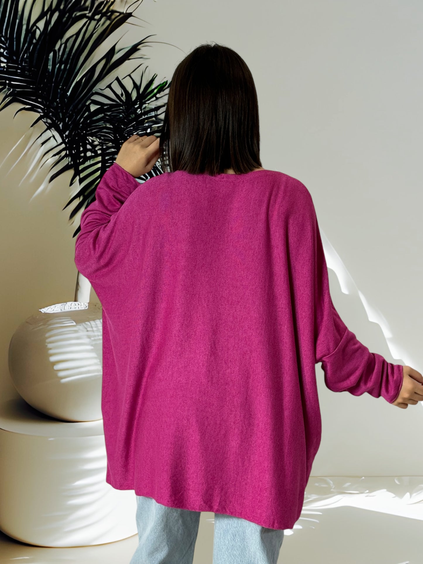 CAPRIO - PULL FUCHSIA EN MAILLE FLUIDE JUSQU'A LA TAILLE 54