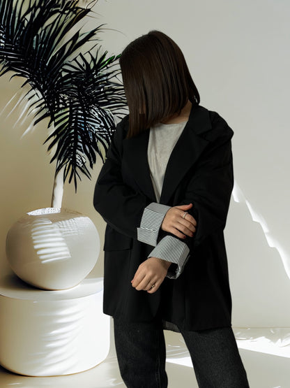 URBAN - BLAZER NOIR OUVERT DANS LE DOS JUSQU'A LA TAILLE 52