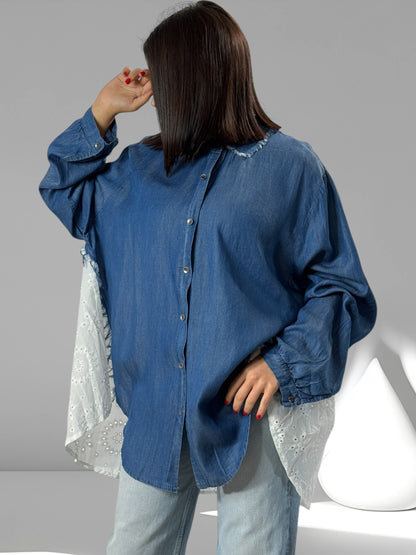 AMBRE - CHEMISE DOS BRODERIE ANGLAISE JUSQU'A LA TAILLE 54