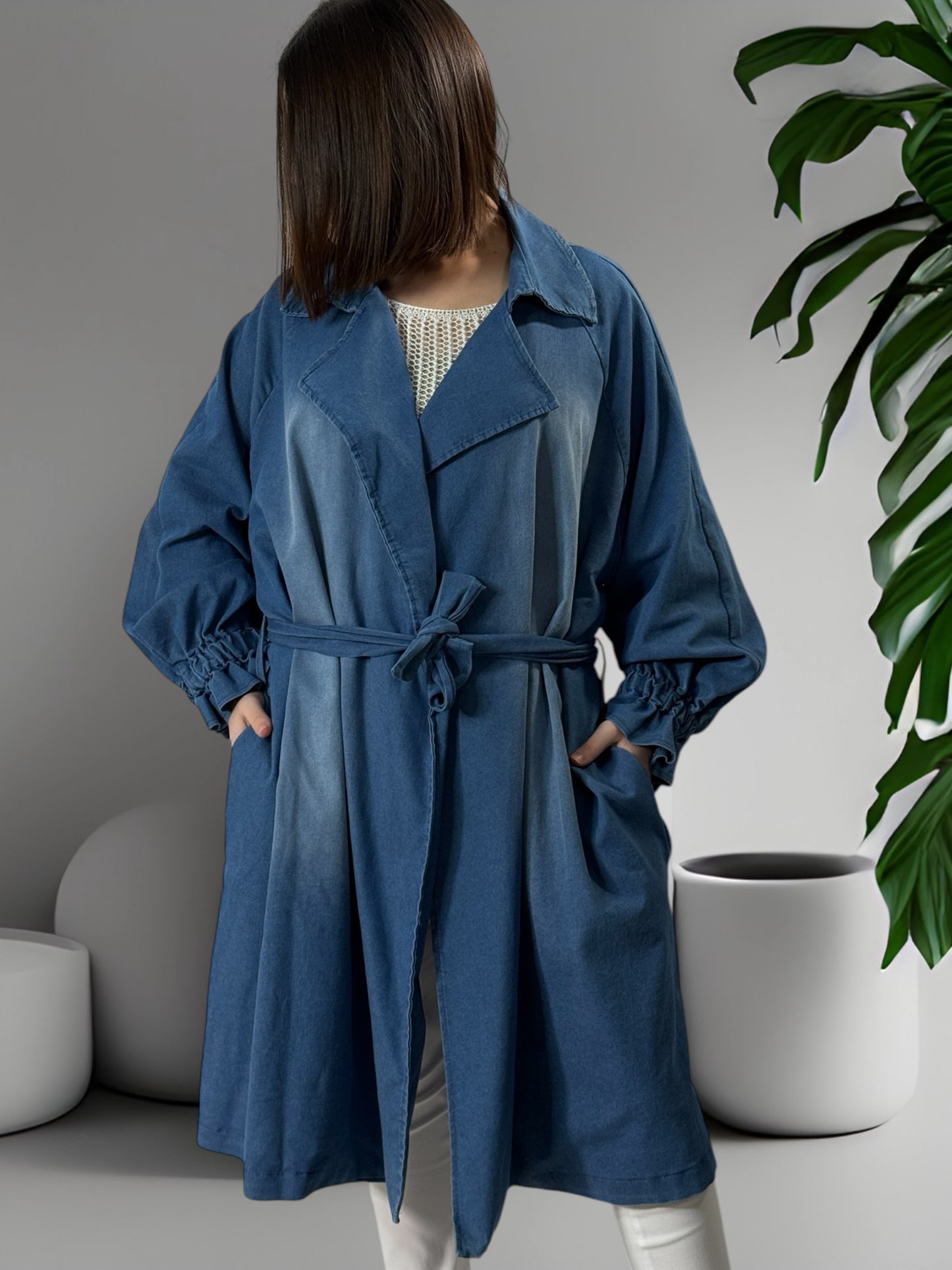 NATHAN - TRENCH EN JEAN OVERSIZE JUSQU'A LA TAILLE 54