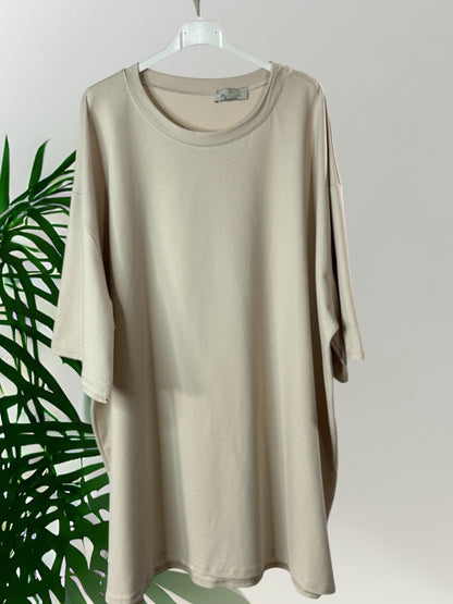 PABLO - LONG T-SHIRT BEIGE MOTIF COEUR AU DOS JUSQU'A LA TAILLE 60