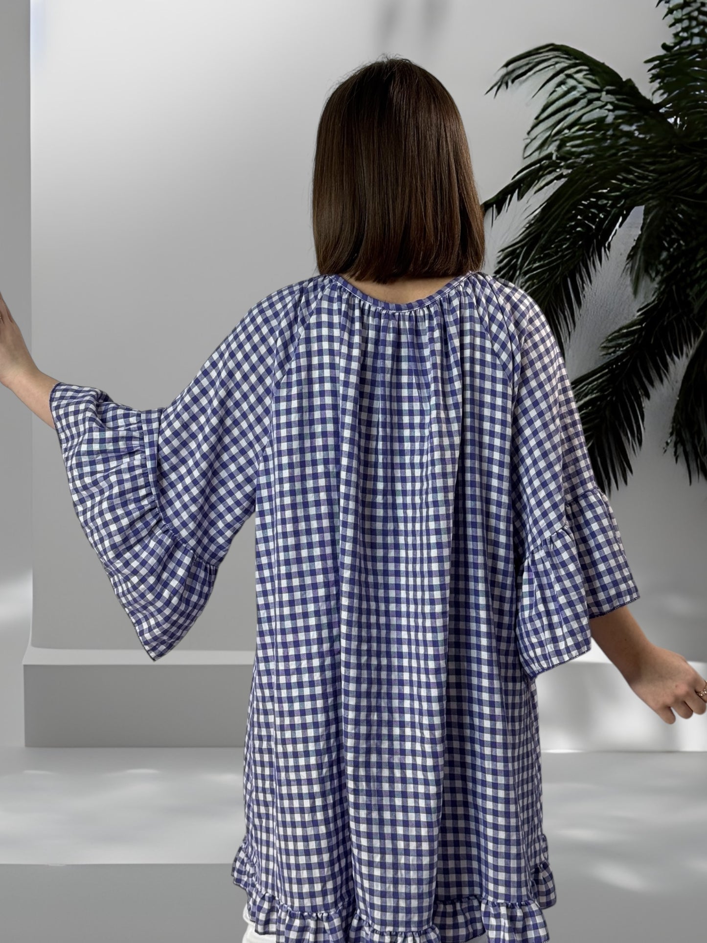 MERYL - TUNIQUE VICHY VIOLET JUSQU'A LA TAILLE 54/56