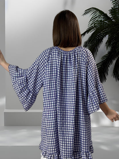 MERYL - TUNIQUE VICHY VIOLET JUSQU'A LA TAILLE 54/56