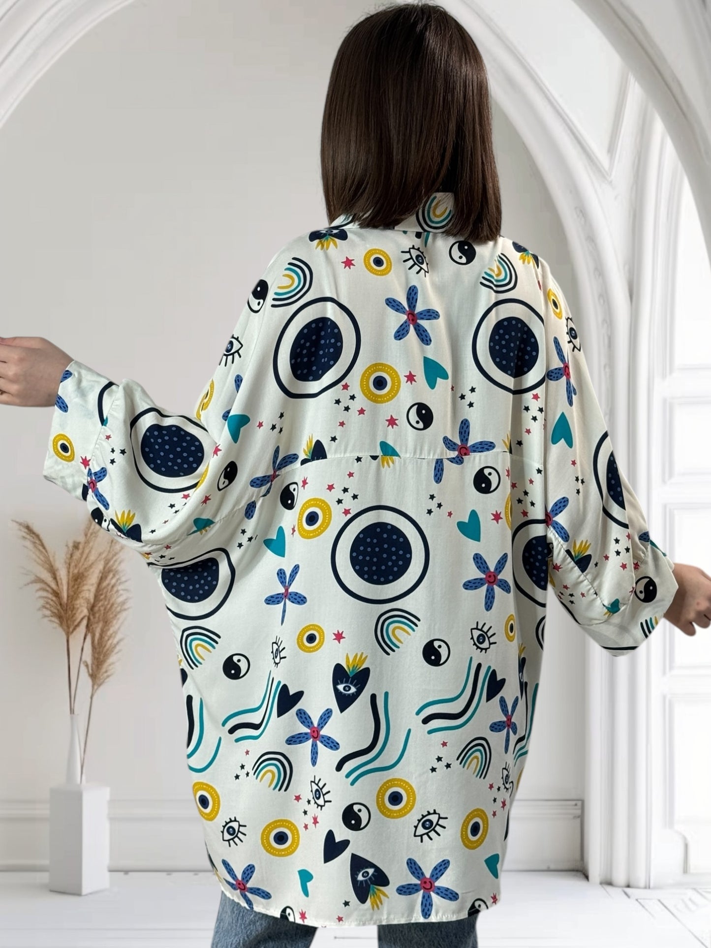 SOLENE - TUNIQUE OVERSIZE A MOTIF JUSQU'A LA TAILLE 54