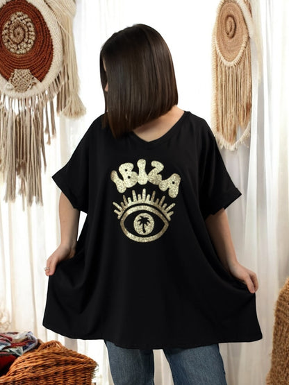 NINO - T-SHIRT NOIR MOTIF IBIZA JUSQU'A LA TAILLE 58