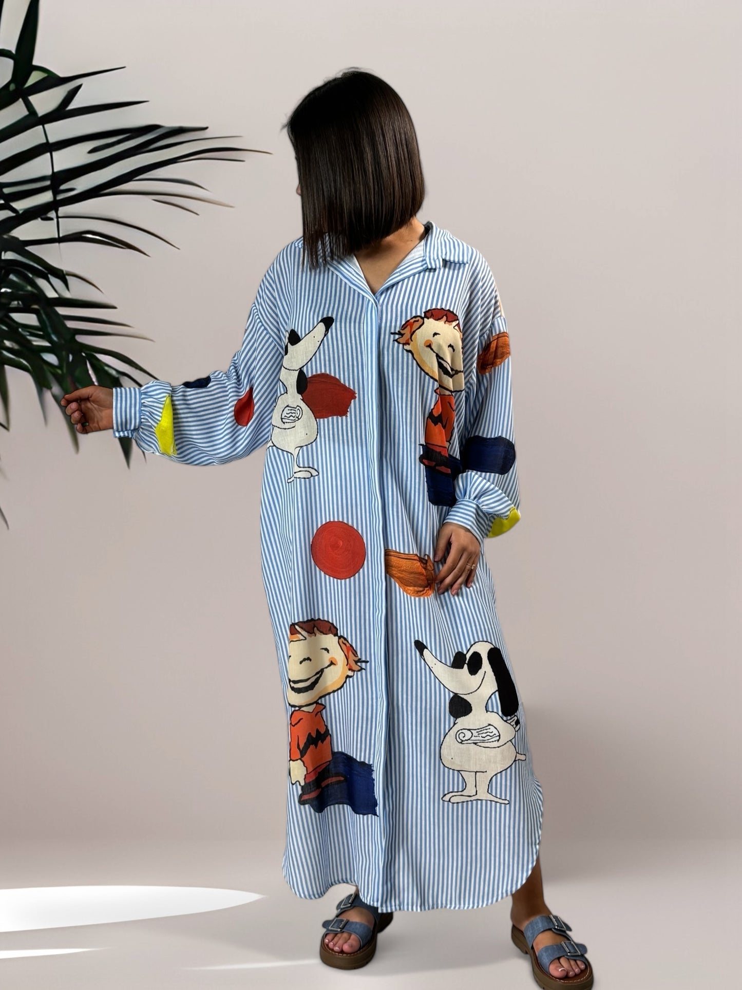 LINETTE - ROBE CHEMISE OVERSIZE A MOTIF JUSQU'A LA TAILLE 52