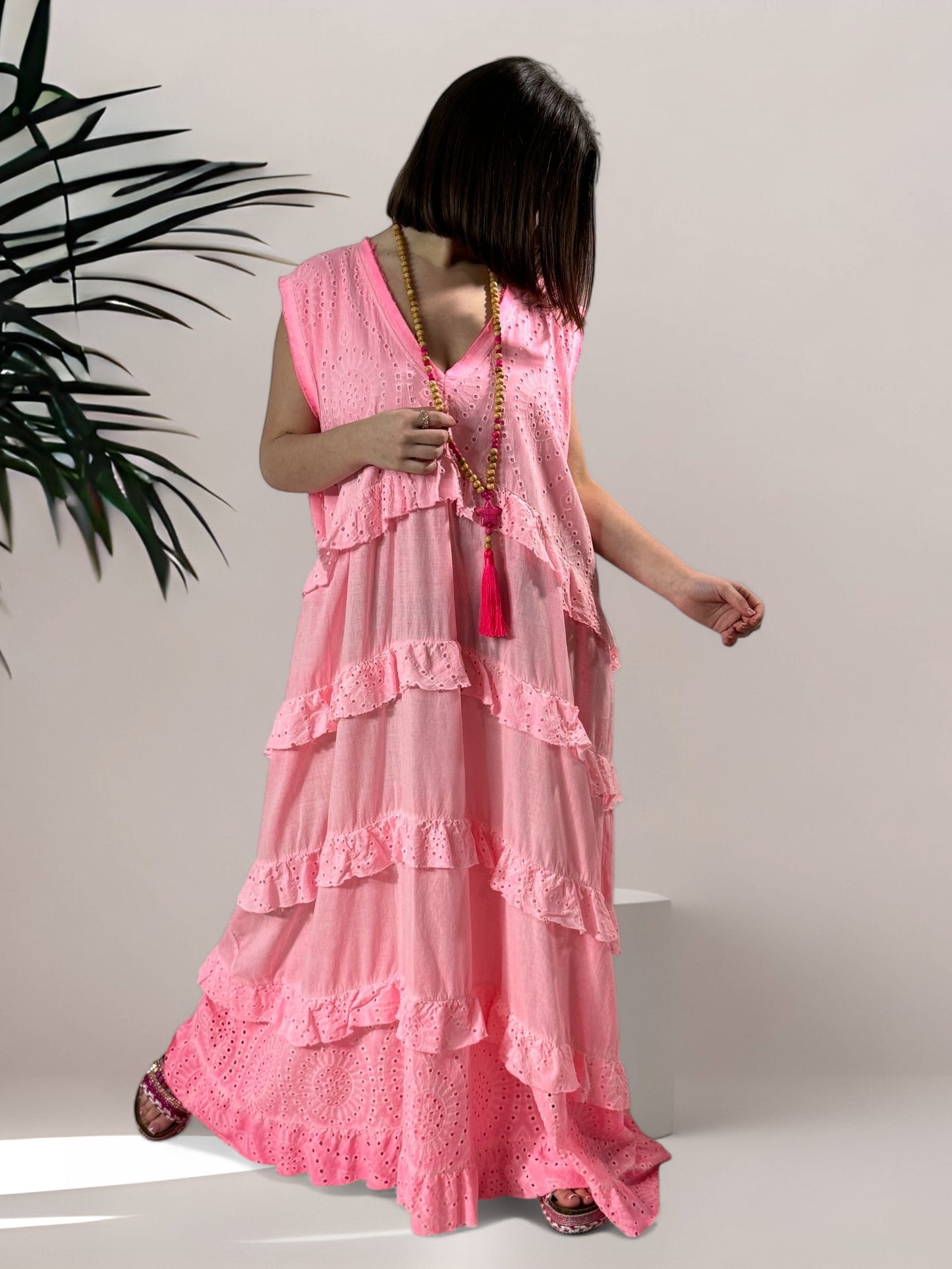 COACHELLA - ROBE BOHEME ROSE JUSQU'A LA TAILLE 56