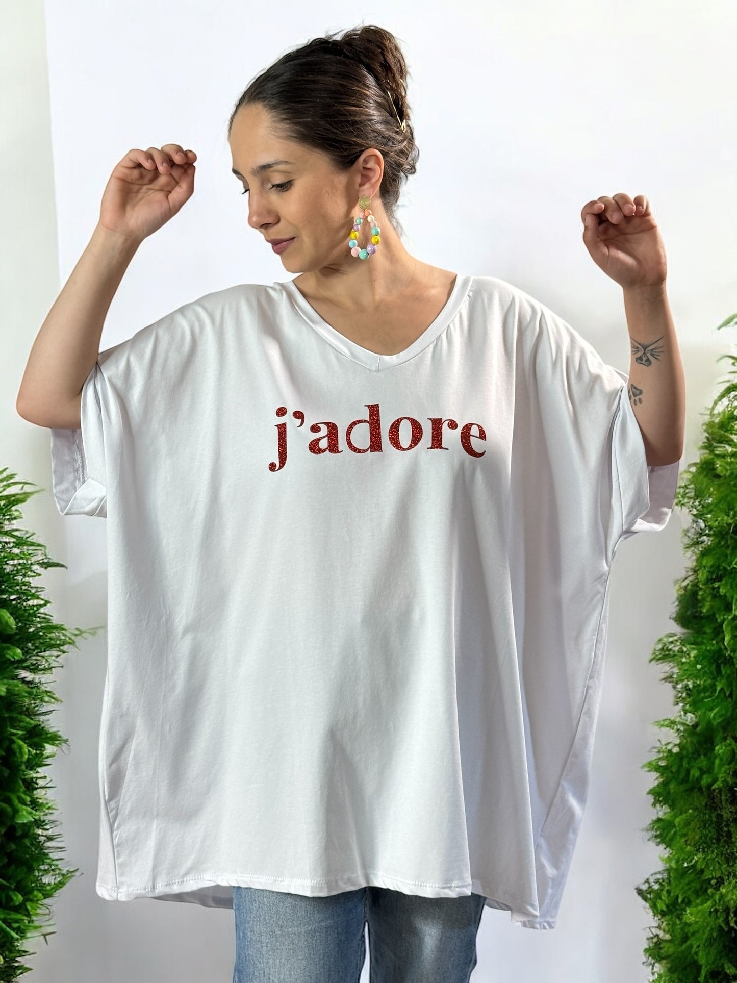 NINO - T-SHIRT BLANC MOTIF J'ADORE JUSQU'A LA TAILLE 58