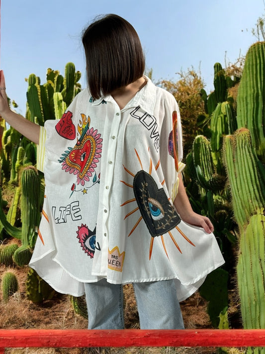 HONOLULU - TUNIQUE OVERSIZE A MOTIF JUSQU'A LA TAILLE 58
