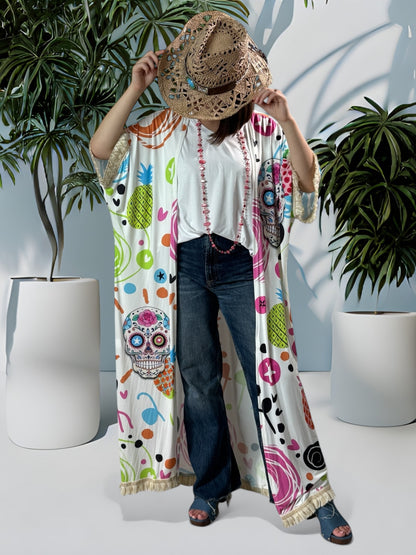 SANTAFEE - KIMONO FLUIDE OVERSIZE JUSQU'A LA TAILLE 56/58 REF3