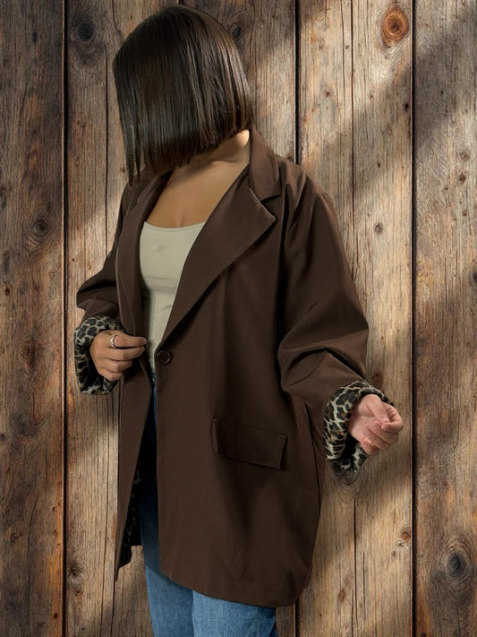 TINA - BLAZER MARRON JUSQU'A LA TAILLE 52