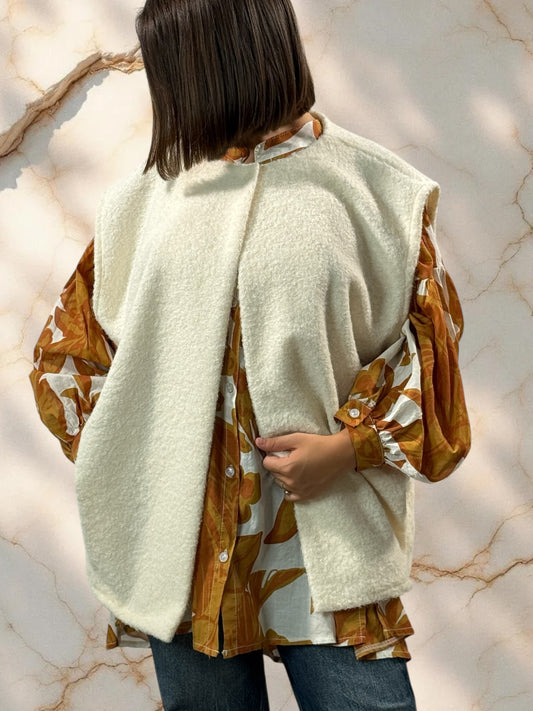 LUDO - GILET BLANC CASSE SANS MANCHE JUSQU'A LA TAILLE 50/52