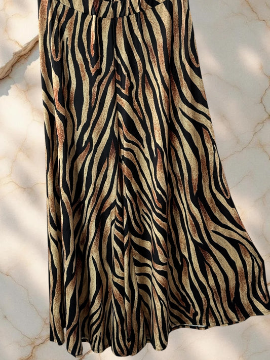 MAXIME - PANTALON PALAZZO MOTIF ANIMALIER TAILLE 46 A 54