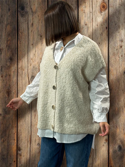 MARVIN - GILET BLANC CASSE SANS MANCHE JUSQU'A LA TAILLE 54/56