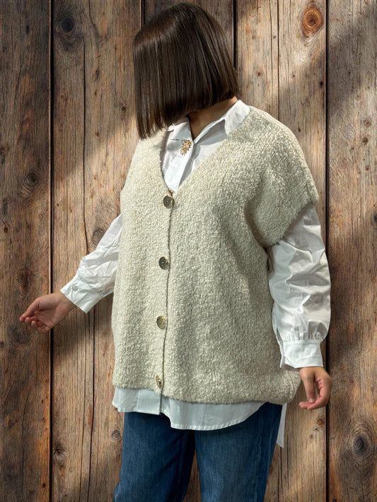 MARVIN - GILET BLANC CASSE SANS MANCHE JUSQU'A LA TAILLE 54/56