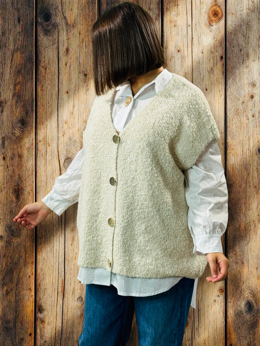 MARVIN - GILET BLANC CASSE SANS MANCHE JUSQU'A LA TAILLE 54/56