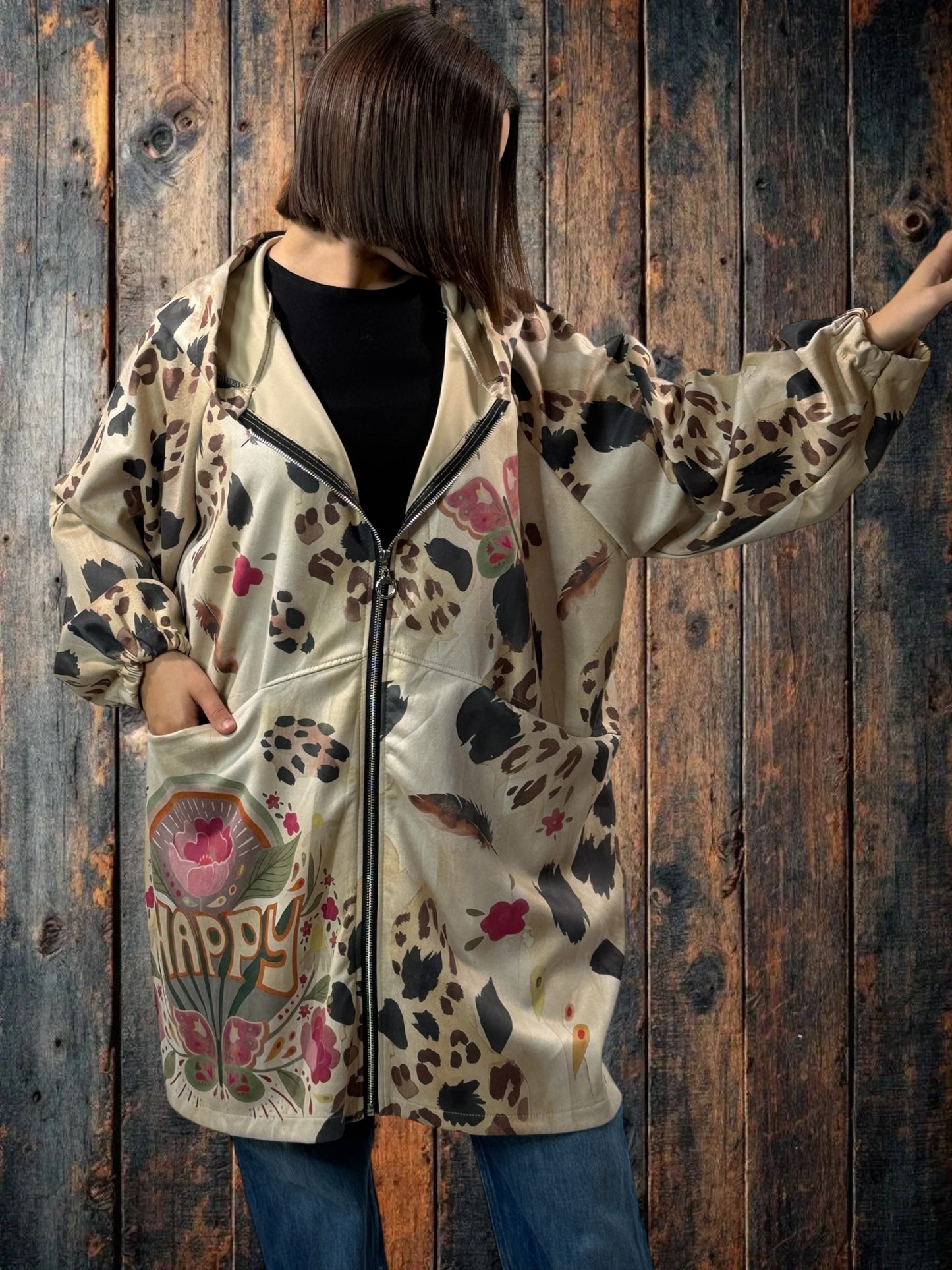 ADDICT - VESTE ASPECT DAIM A MOTIF JUSQU'A LA TAILLE 54