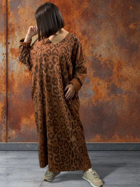 MARTINA - ROBE LEOPARD ROUX JUSQU'A LA TAILLE 54