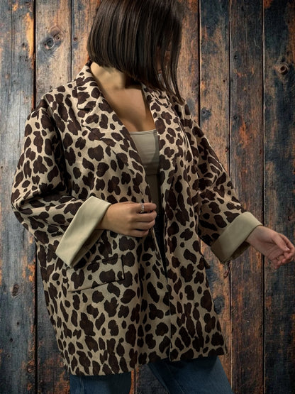 ALYSON - BLAZER LEOPARD EN SUEDINE JUSQU'A LA TAILLE 52