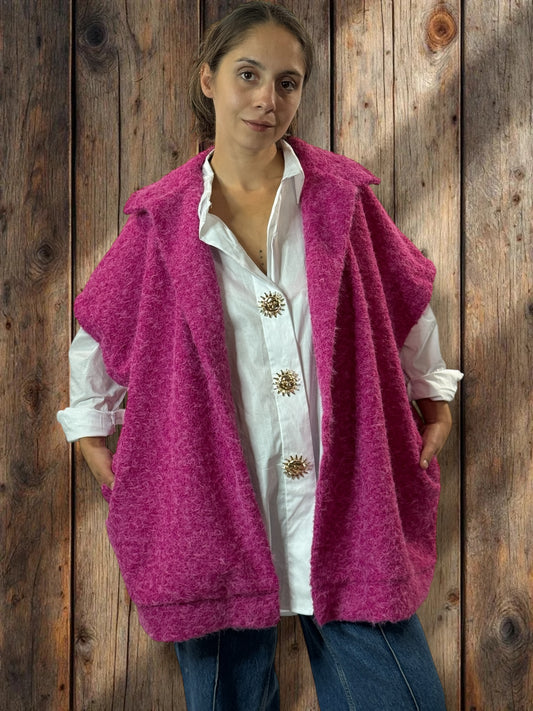 JACK - GILET FUCHSIA SANS MANCHE AVEC COL JUSQU'A LA TAILLE 54