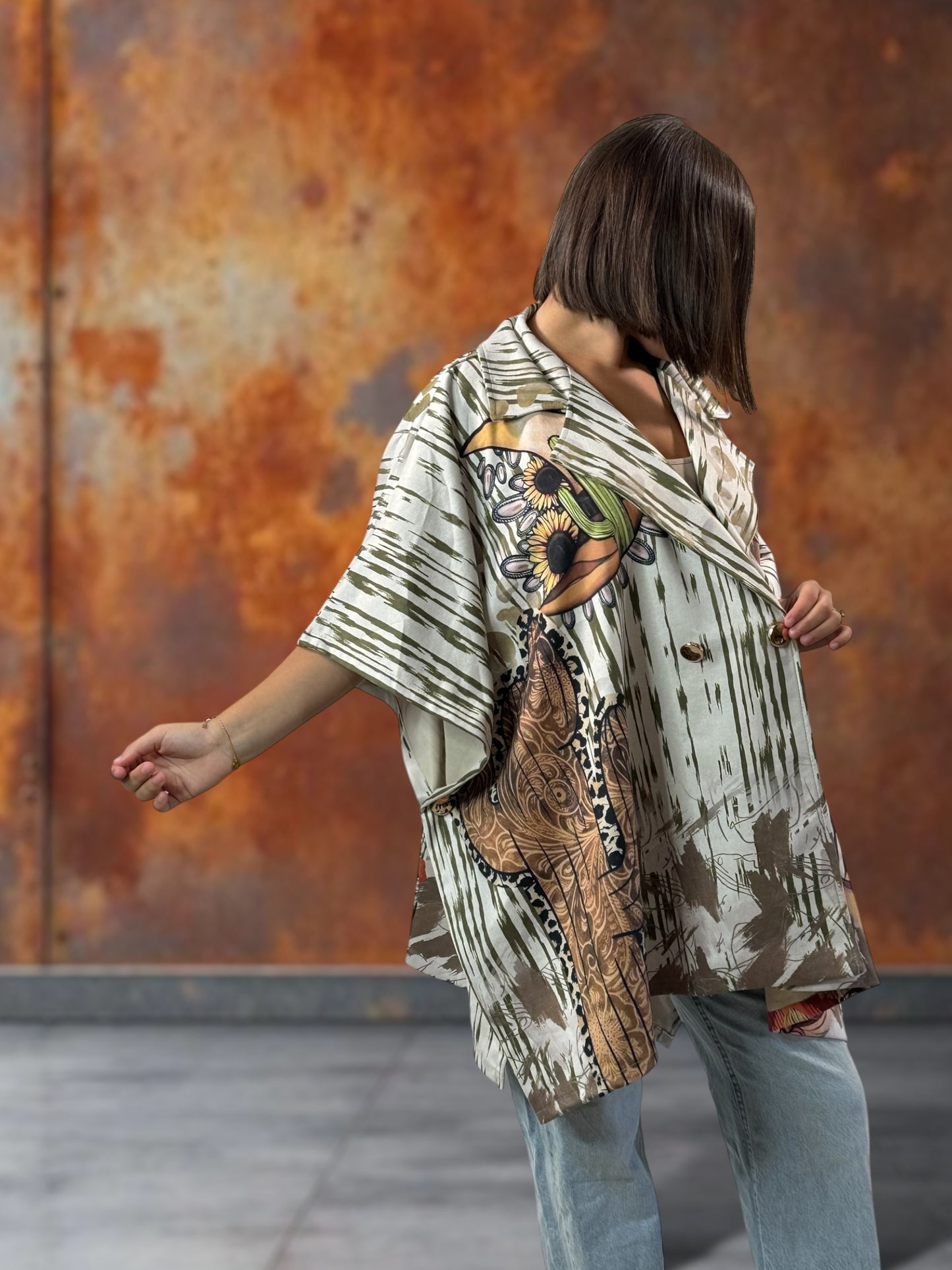CEZANNE - VESTE CAPE EN SUEDINE JUSQU'A LA TAILLE 60