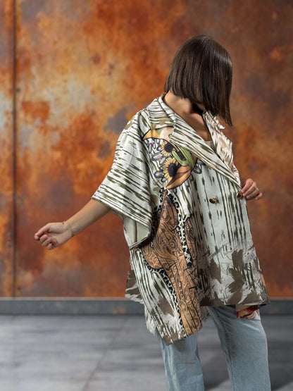 CEZANNE - VESTE CAPE EN SUEDINE JUSQU'A LA TAILLE 60