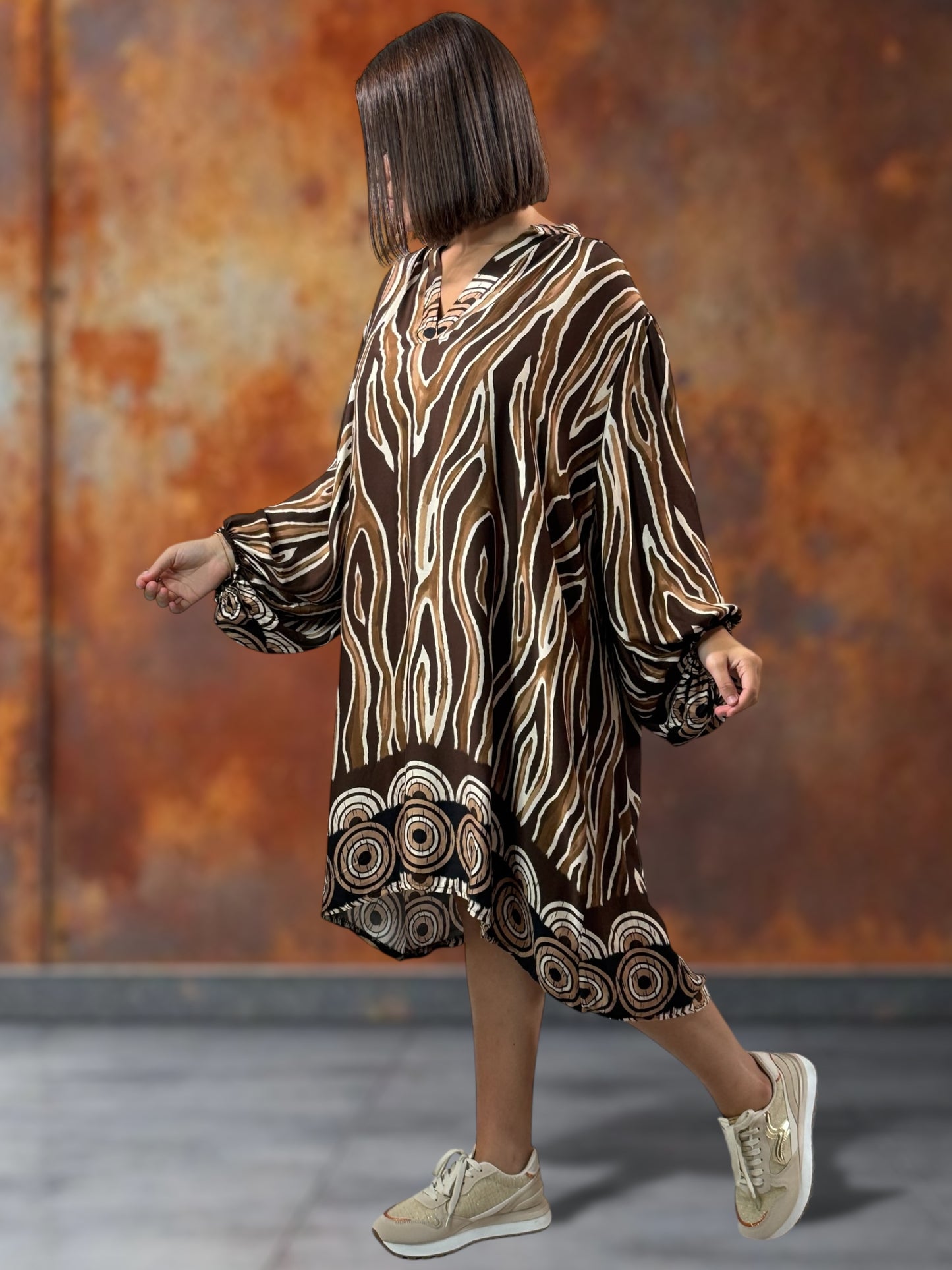CLOTILDE - ROBE OVERSIZE FLUIDE A MOTIF JUSQU'A LA TAILLE 54