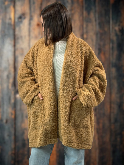 LILIROSE - VESTE OVERSIZE CAMEL EN MOUMOUTE JUSQU'A LA TAILLE 56