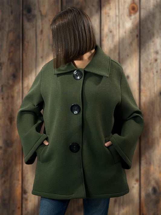 ROSALINA - VESTE OVERSIZE KAKI JUSQU'A LA TAILLE 52