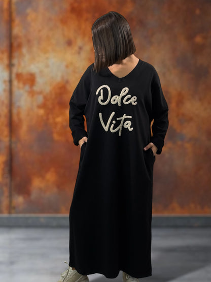 NINON - ROBE OVERSIZE NOIRE DOLCE VITA JUSQU'A LA TAILLE 54/56