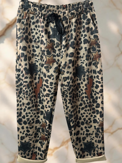 STAN - PANTALON NOIR A MOTIF EN SUEDINE JUSQU'A LA TAILLE 52