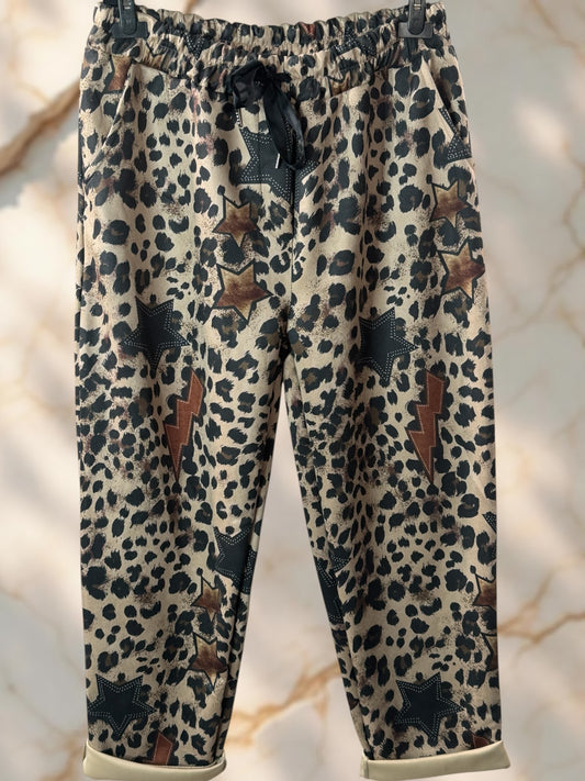 STAN - PANTALON NOIR A MOTIF EN SUEDINE JUSQU'A LA TAILLE 52