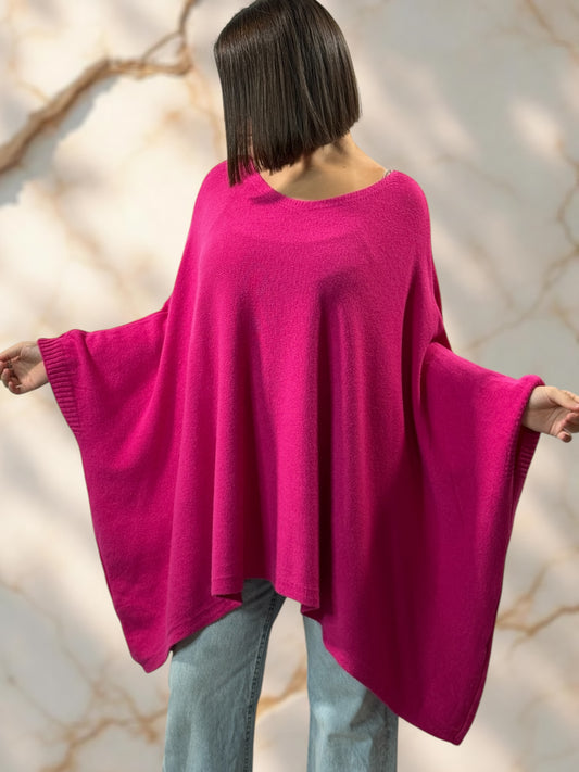 NICKO - PULL OVERSIZE FUCHSIA JUSQU'A LA TAILLE 60