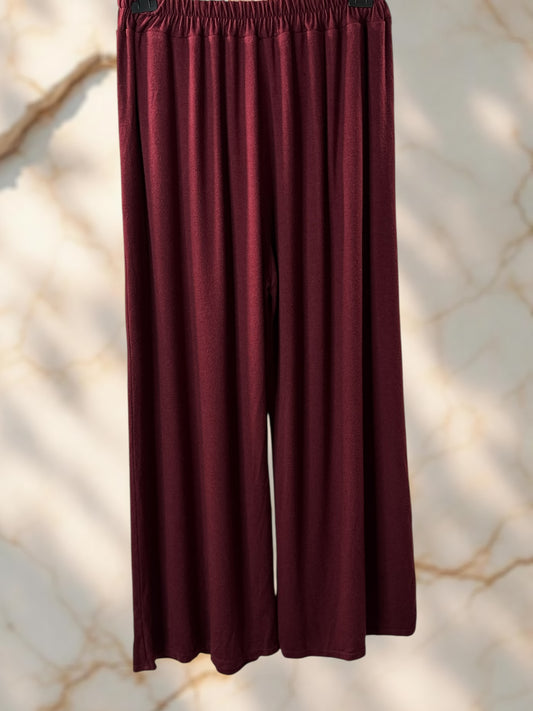 MARLO - PANTALON AMPLE FLUIDE BORDEAUX TAILLE 48 A 58