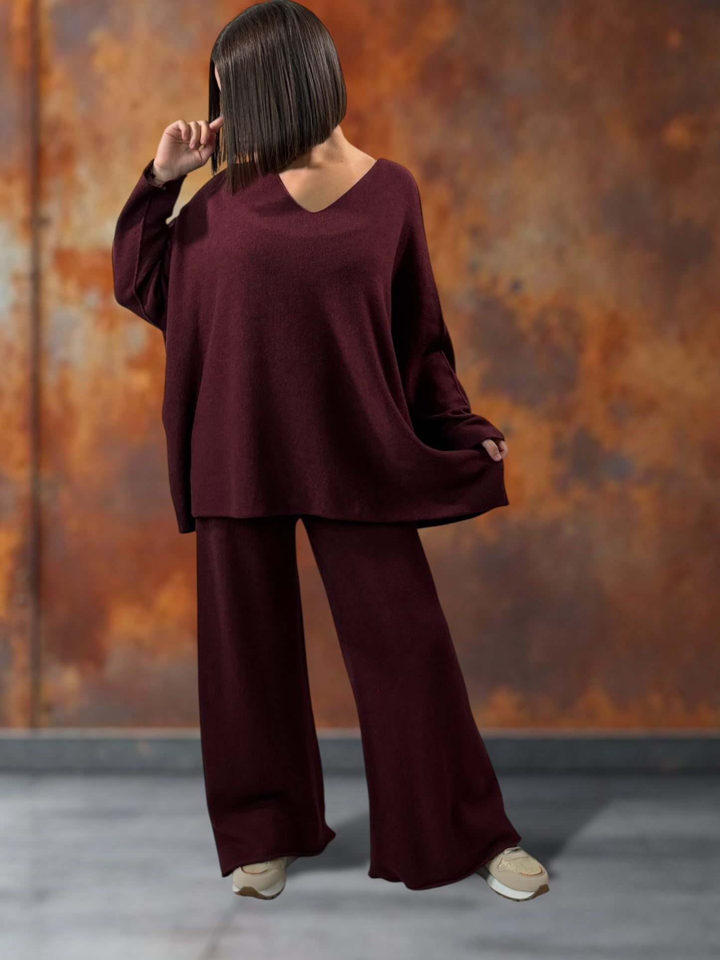 LOUANE - ENSEMBLE EN MAILLE BORDEAUX JUSQU'A LA TAILLE 52