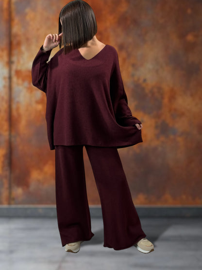 LOUANE - ENSEMBLE EN MAILLE BORDEAUX JUSQU'A LA TAILLE 52