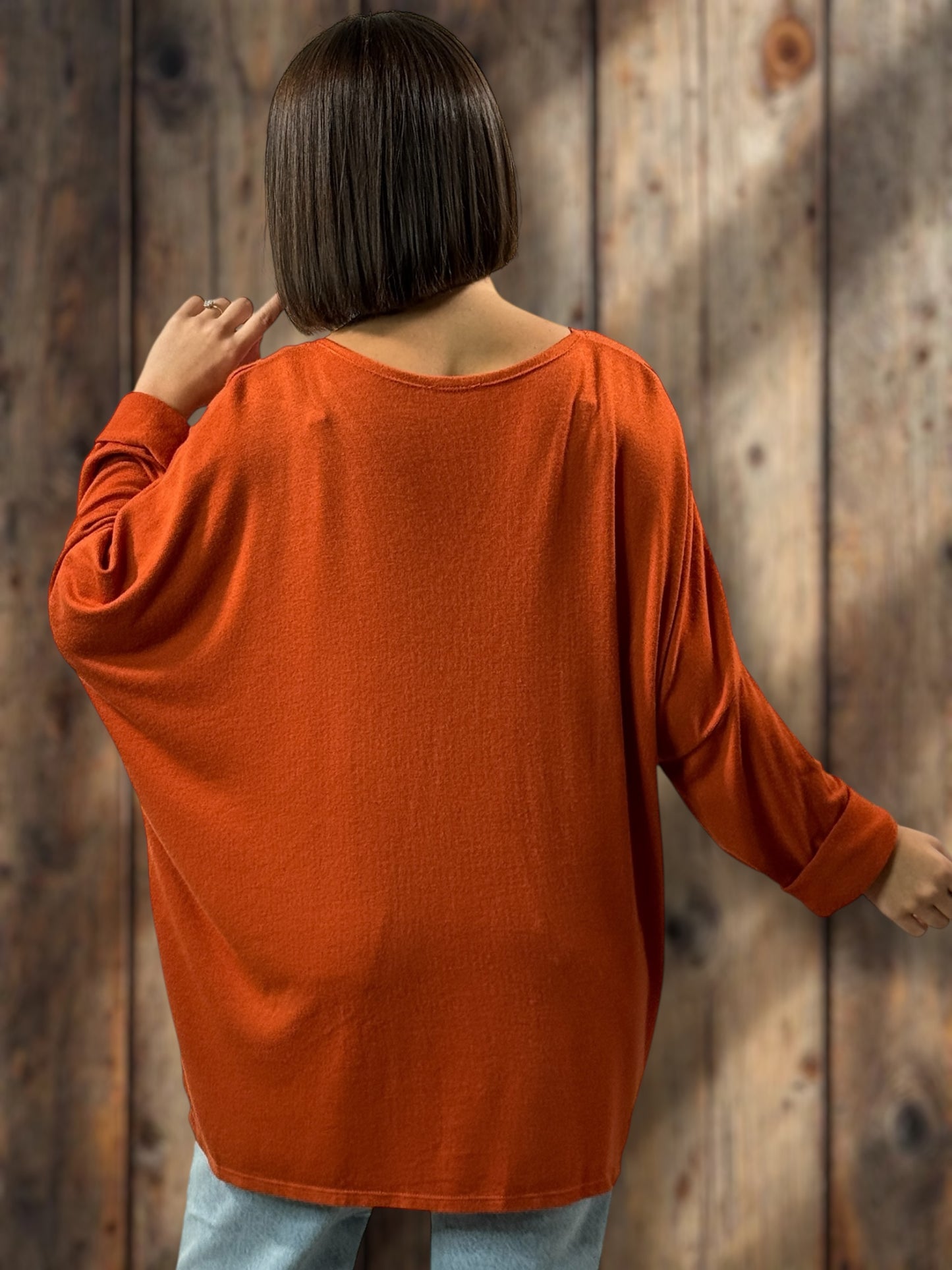 LAURA - PULL ROUX EN MAILLE FLUIDE JUSQU'A LA TAILLE 54