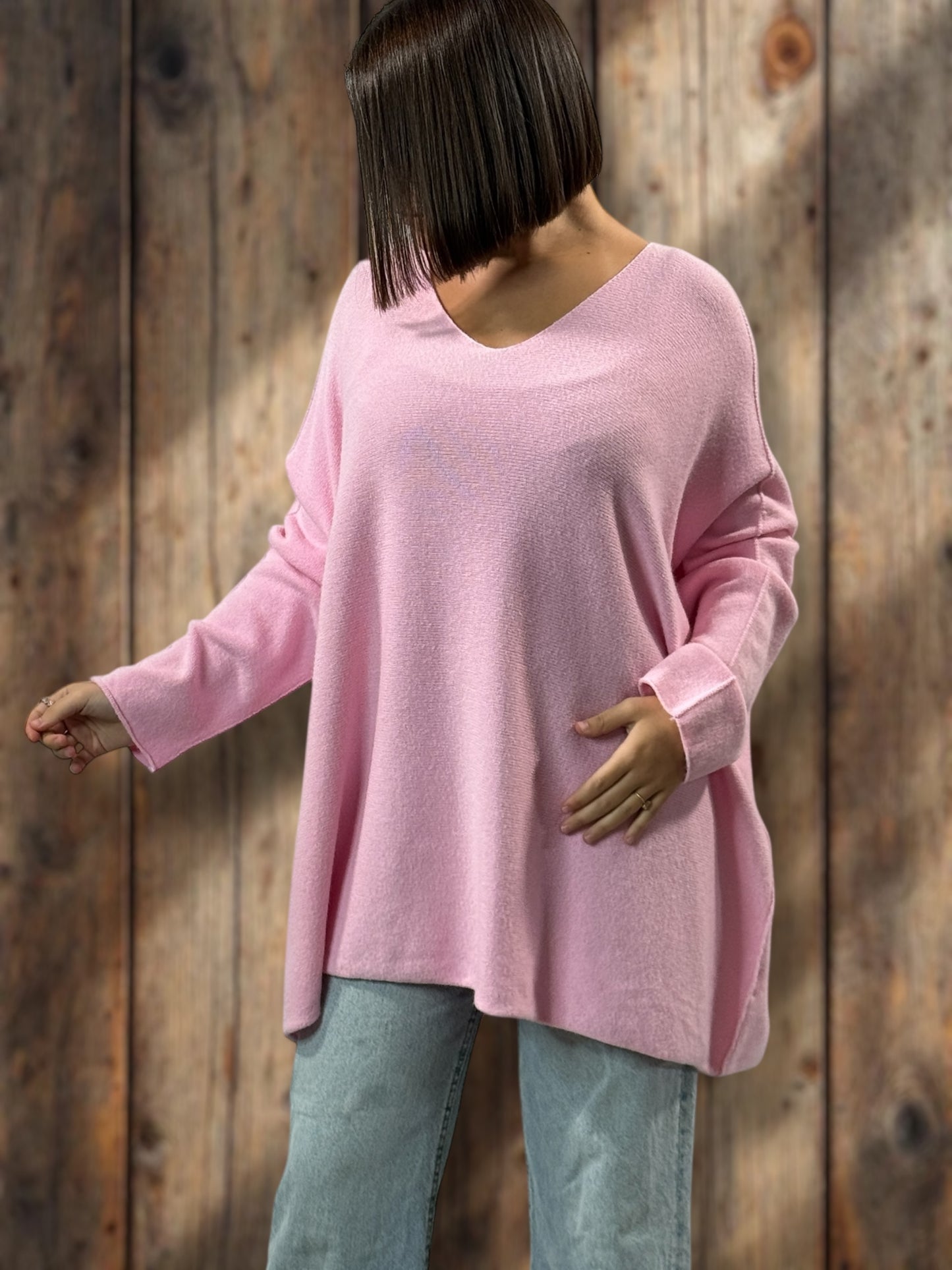 PALOMA - PULL OVERSIZE ROSE JUSQU'A LA TAILLE 56