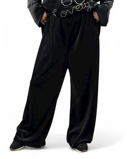 UMBERTO - ENSEMBLE NOIR EN VELOURS STRETCH JUSQU'A LA TAILLE 52/54