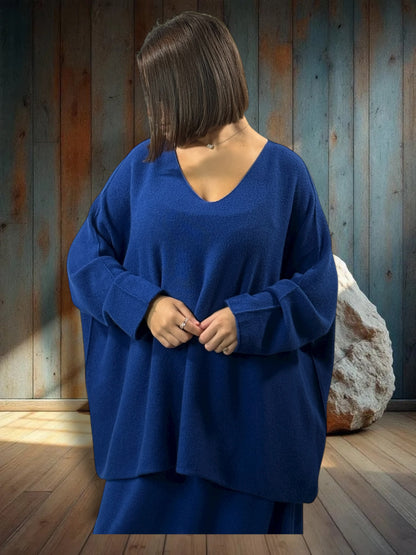FAUSTINE - ENSEMBLE EN MAILLE IMPERIAL JUSQU'A LA TAILLE 52/54 VIOLET